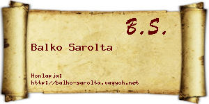 Balko Sarolta névjegykártya